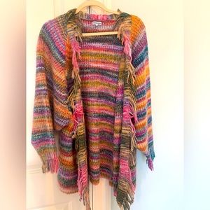 Nostalgia Brand Open Front Cardigan with Fringe